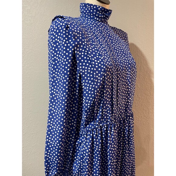 Talbots Women’s Vintage Stand Collar Polka Dot Midi Dress size 8 Pleated Modest - Picture 6 of 13